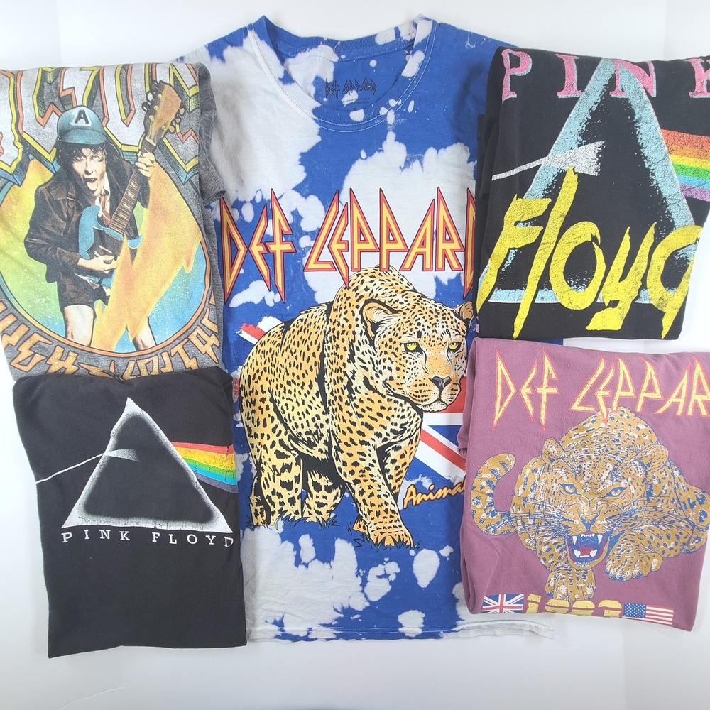Lot of 5 Mens Rock Band T-Shirt Small Multicolor Graphics Short Sleeve Crew Neck